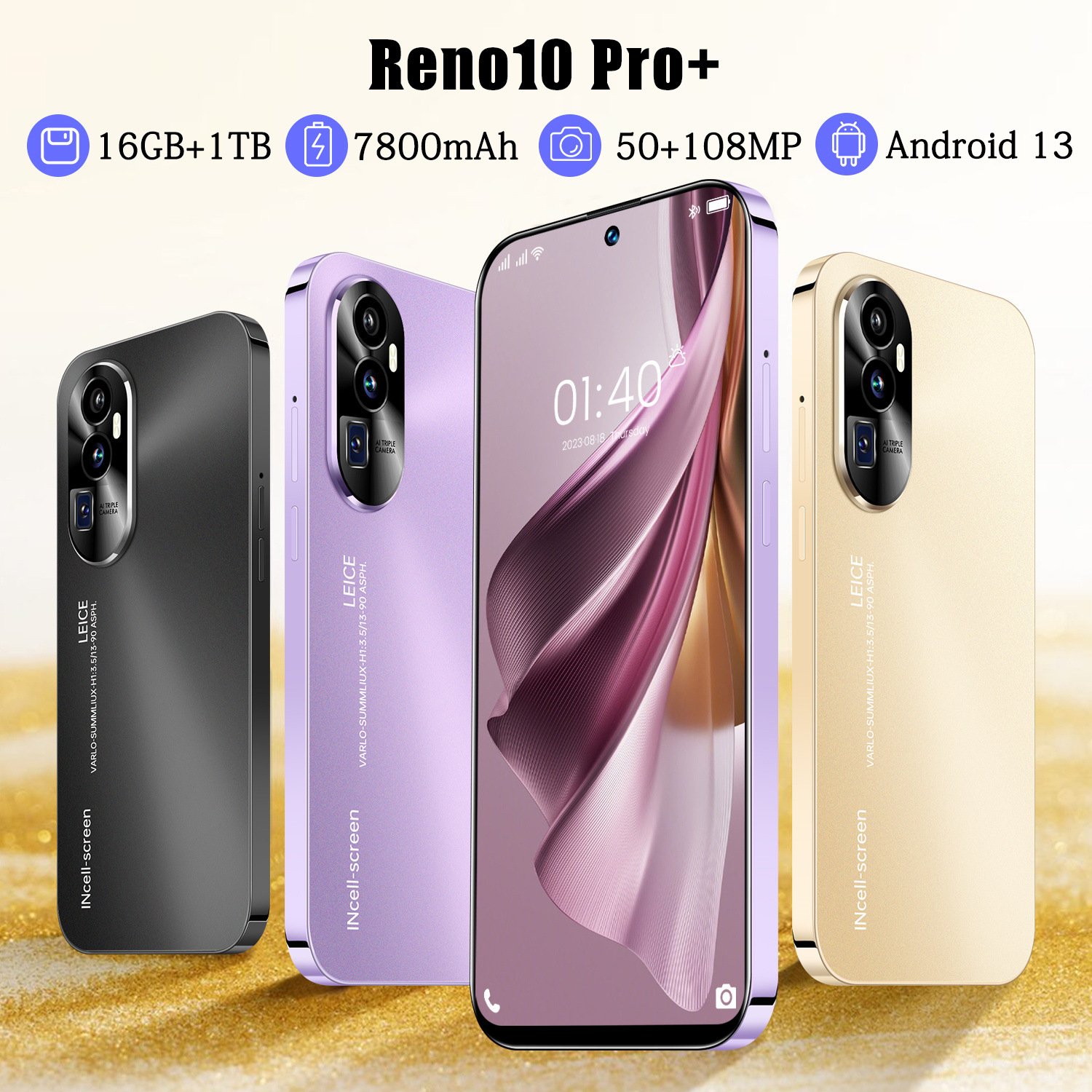 Hot Selling Phone Reno 10 PRO+ original 7.3 Inch 16GB+1TB full Display Mobile Phone Cell Phone Smartphone